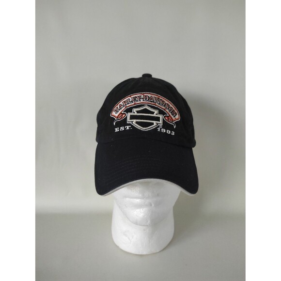 Harley-Davidson 1903 Louisiana USA Adjustable Hat Black/Orange OSFA Cotton - Picture 1 of 7